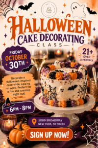 Halloween Cake Decorating 21 + Over Experience 10/30
